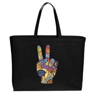 Paradise Vacation Travel Peace Sign Cotton Canvas Jumbo Tote