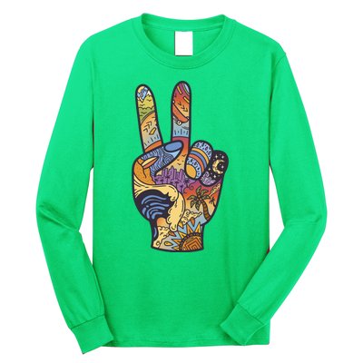 Paradise Vacation Travel Peace Sign Long Sleeve Shirt