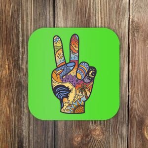 Paradise Vacation Travel Peace Sign Coaster