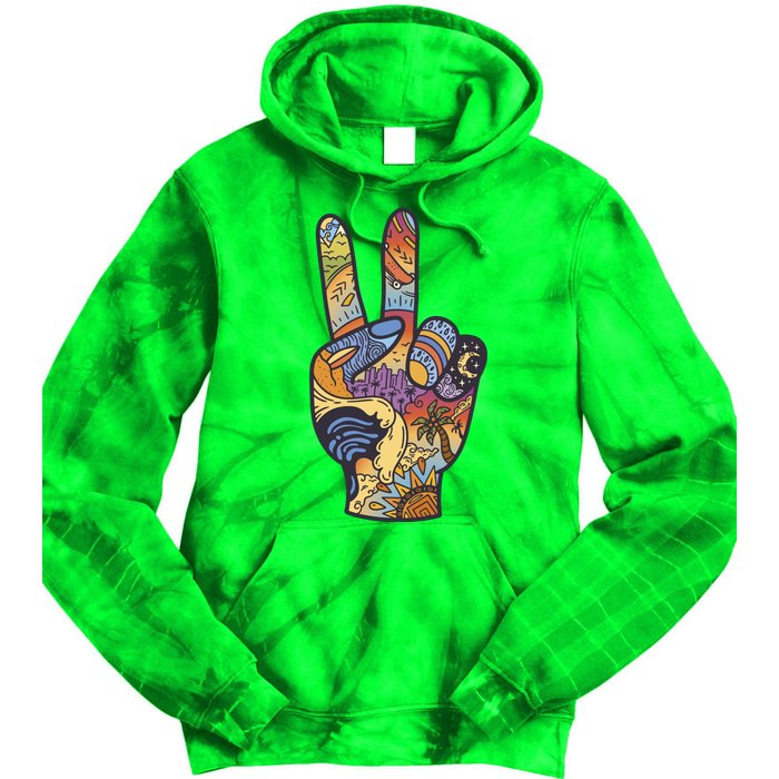 Paradise Vacation Travel Peace Sign Tie Dye Hoodie