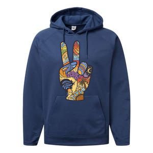 Paradise Vacation Travel Peace Sign Performance Fleece Hoodie