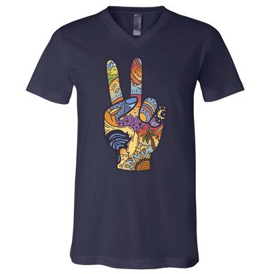 Paradise Vacation Travel Peace Sign V-Neck T-Shirt