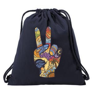 Paradise Vacation Travel Peace Sign Drawstring Bag