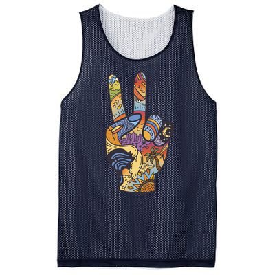 Paradise Vacation Travel Peace Sign Mesh Reversible Basketball Jersey Tank