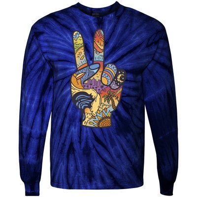 Paradise Vacation Travel Peace Sign Tie-Dye Long Sleeve Shirt