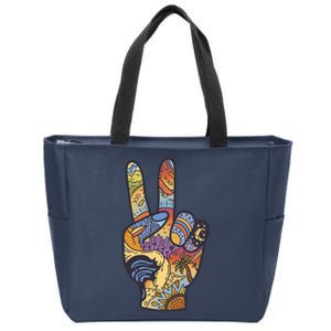 Paradise Vacation Travel Peace Sign Zip Tote Bag