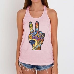 Paradise Vacation Travel Peace Sign Women's Knotted Racerback Tank