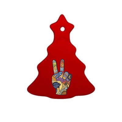 Paradise Vacation Travel Peace Sign Ceramic Tree Ornament