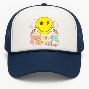 PreK Vibes Team Retro Smile Face First Day Of School Trucker Hat