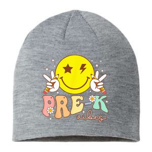 PreK Vibes Team Retro Smile Face First Day Of School Sustainable Beanie