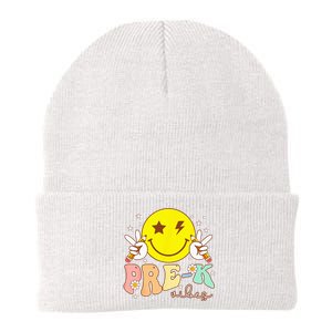 PreK Vibes Team Retro Smile Face First Day Of School Knit Cap Winter Beanie