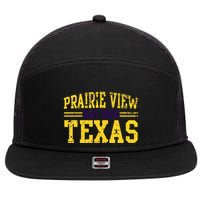 Prairie View Texas Prairie Gift Distressed 7 Panel Mesh Trucker Snapback Hat