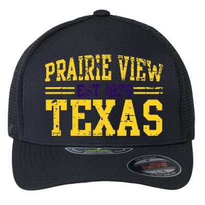 Prairie View Texas Prairie Gift Distressed Flexfit Unipanel Trucker Cap