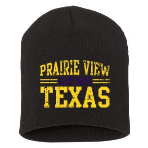 Prairie View Texas Prairie Gift Distressed Short Acrylic Beanie