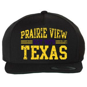 Prairie View Texas Prairie Gift Distressed Wool Snapback Cap