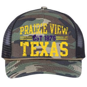 Prairie View Texas Prairie Gift Distressed Retro Rope Trucker Hat Cap