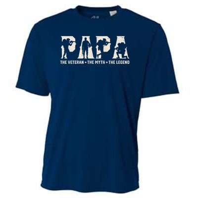 Papa Veteran The Myth The Legend Fathers Day Grandpa Veterans Day Cooling Performance Crew T-Shirt