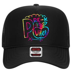 Pre-K Vibes Team Pre-K Squad Tie Dye 1st Day of School High Crown Mesh Back Trucker Hat