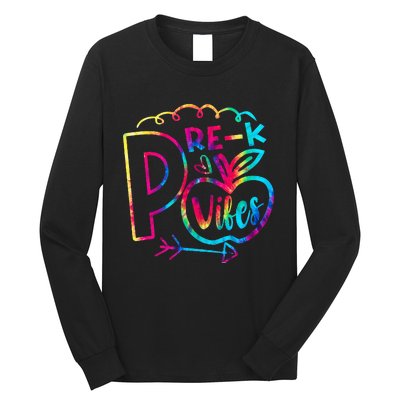 Pre-K Vibes Team Pre-K Squad Tie Dye 1st Day of School Long Sleeve Shirt