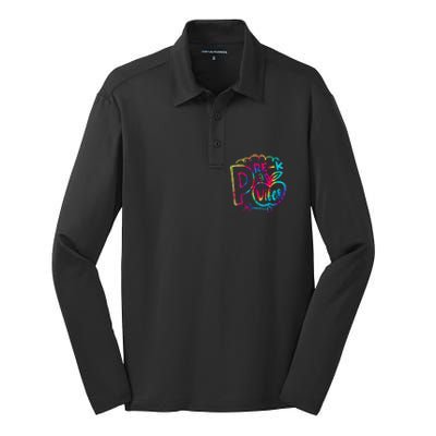 Pre-K Vibes Team Pre-K Squad Tie Dye 1st Day of School Silk Touch Performance Long Sleeve Polo