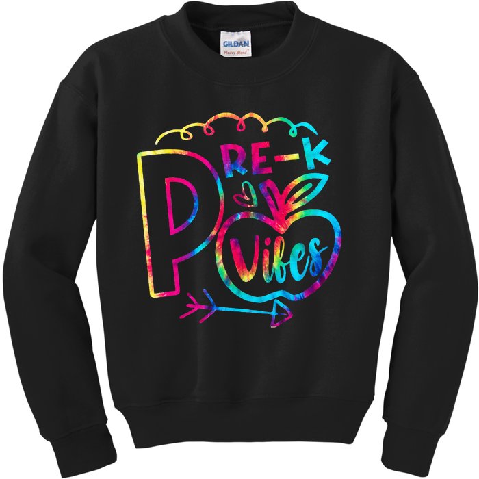 Pre-K Vibes Team Pre-K Squad Tie Dye 1st Day of School Kids Sweatshirt