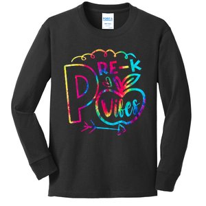 Pre-K Vibes Team Pre-K Squad Tie Dye 1st Day of School Kids Long Sleeve Shirt