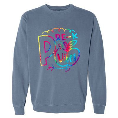 Pre-K Vibes Team Pre-K Squad Tie Dye 1st Day of School Garment-Dyed Sweatshirt