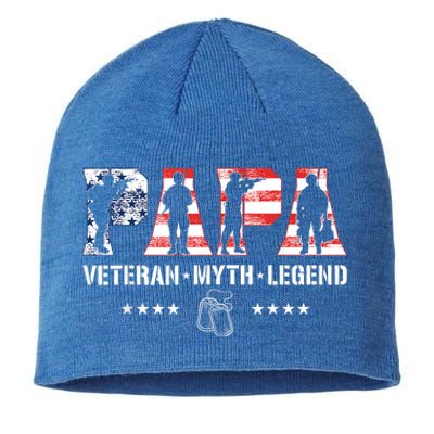 Papa Veteran The Myth The Legend Fathers Day Veterans Day Sustainable Beanie