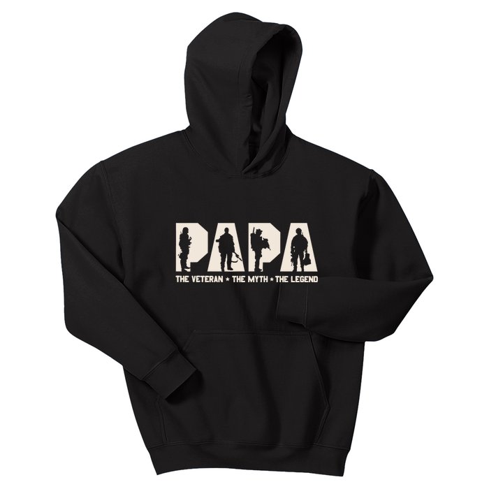 Papa Veteran The Myth The Legend Fathers Day Grandpa Kids Hoodie