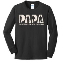 Papa Veteran The Myth The Legend Fathers Day Grandpa Kids Long Sleeve Shirt