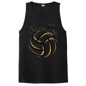 Parents Volleyball Team Game Day Orange And Black Splatter Gift PosiCharge Competitor Tank