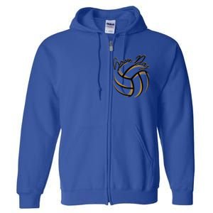 Parents Volleyball Team Game Day Orange And Black Splatter Gift Full Zip Hoodie