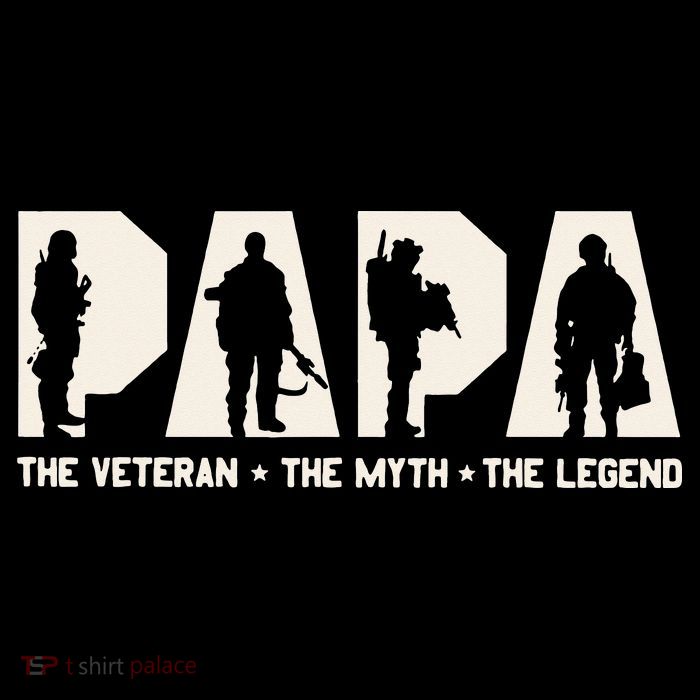 Papa Veteran The Myth The Legend Fathers Day Grandpa 7-Panel Snapback Hat