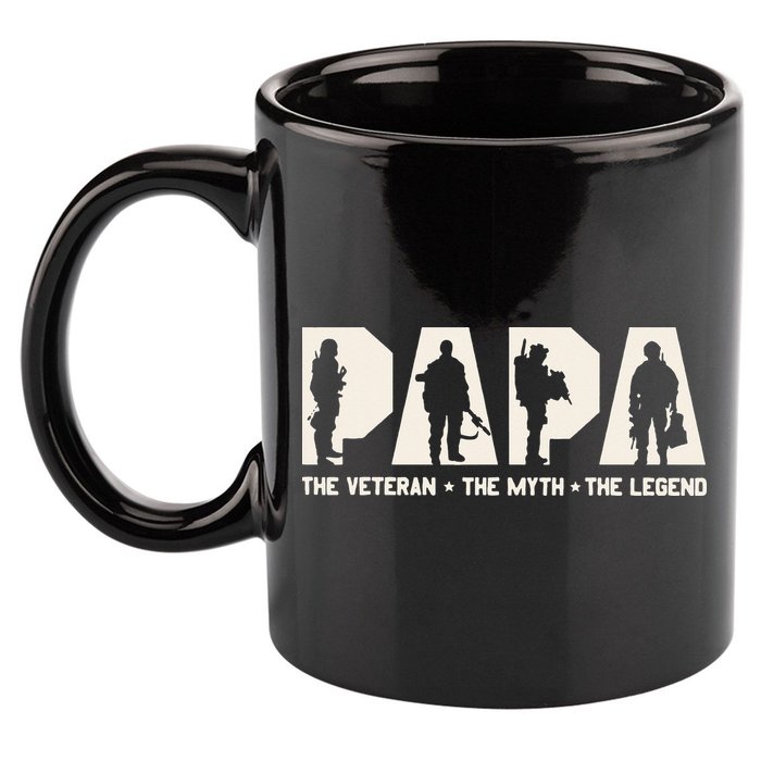 Papa Veteran The Myth The Legend Fathers Day Grandpa 11oz C Handle Ceramic Mug