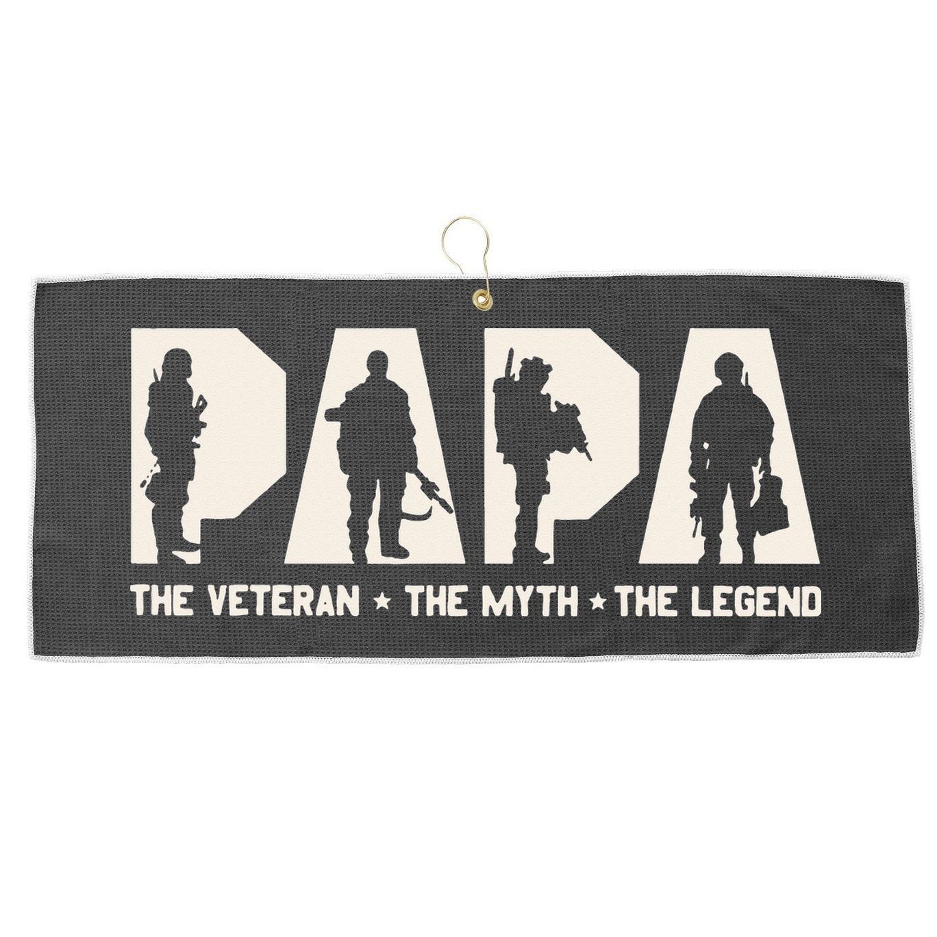 Papa Veteran The Myth The Legend Fathers Day Grandpa Large Microfiber Waffle Golf Towel