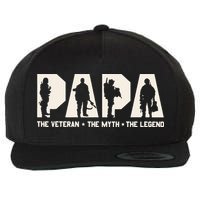 Papa Veteran The Myth The Legend Fathers Day Grandpa Wool Snapback Cap