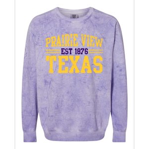 Prairie View Texas, Prairie Gift, Distressed Text Colorblast Crewneck Sweatshirt