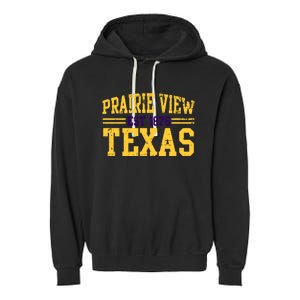 Prairie View Texas, Prairie Gift, Distressed Text Garment-Dyed Fleece Hoodie