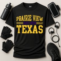 Prairie View Texas, Prairie Gift, Distressed Text Cooling Performance Crew T-Shirt