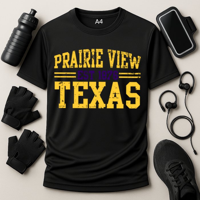 Prairie View Texas, Prairie Gift, Distressed Text Cooling Performance Crew T-Shirt