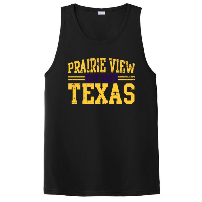 Prairie View Texas, Prairie Gift, Distressed Text PosiCharge Competitor Tank