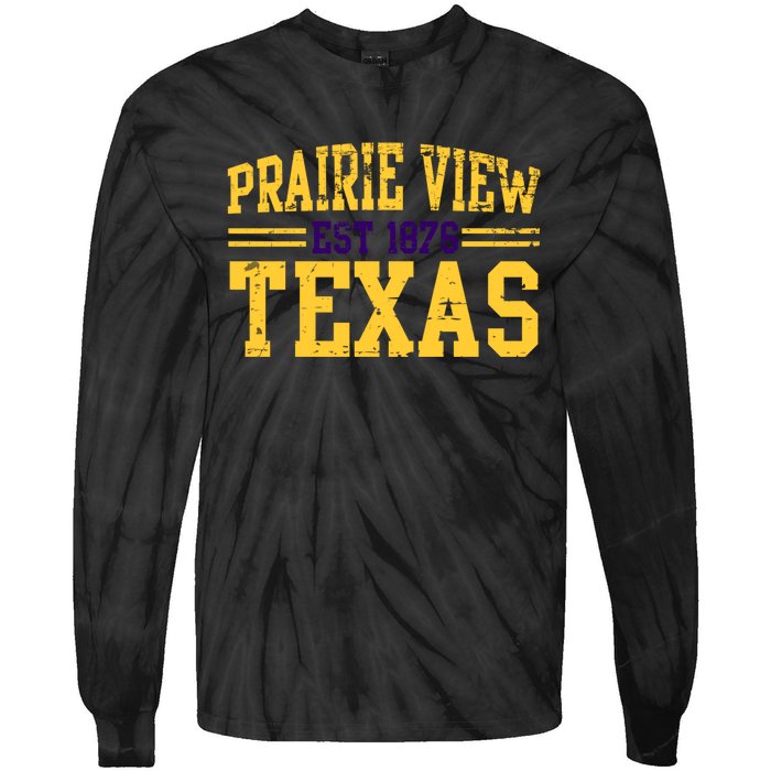 Prairie View Texas, Prairie Gift, Distressed Text Tie-Dye Long Sleeve Shirt