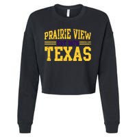Prairie View Texas, Prairie Gift, Distressed Text Cropped Pullover Crew