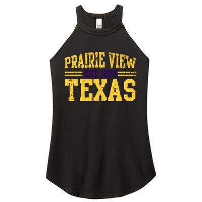 Prairie View Texas, Prairie Gift, Distressed Text Women's Perfect Tri Rocker Tank