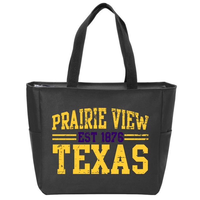 Prairie View Texas, Prairie Gift, Distressed Text Zip Tote Bag