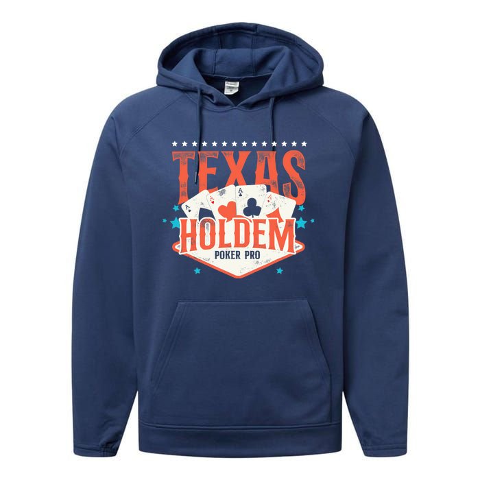 Poker Vintage Texas Holdem Poker Pro Performance Fleece Hoodie