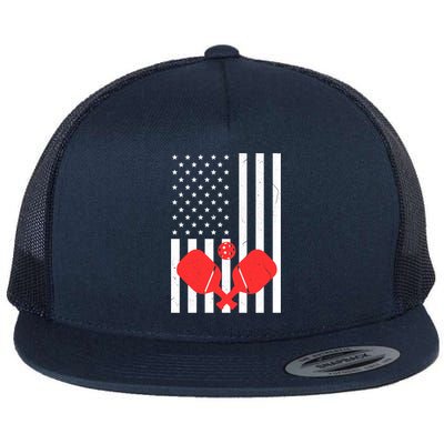 Pickleball Vintage Us Flag Proud Pickleball Gift Flat Bill Trucker Hat