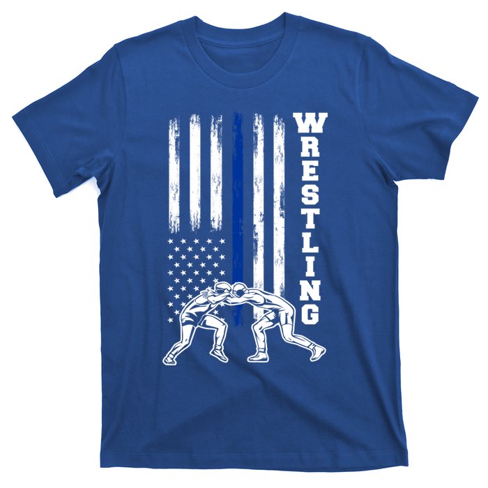 Patriotic Vintage Usa American Flag Wrestler Wrestling Cool Gift T-Shirt