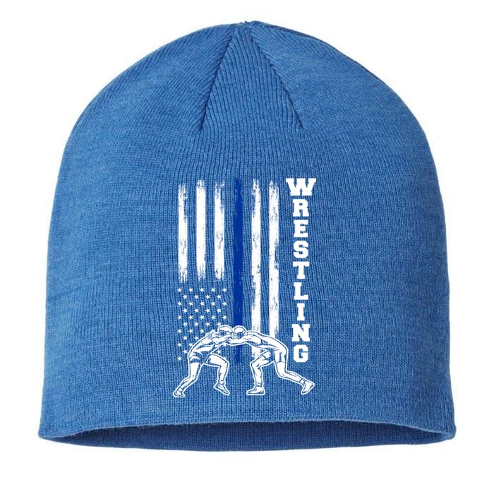 Patriotic Vintage Usa American Flag Wrestler Wrestling Cool Gift Sustainable Beanie