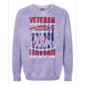 Proud Veteran Us Flag Memorial Day 4th Of July Veteran's Day Meaningful Gift Colorblast Crewneck Sweatshirt